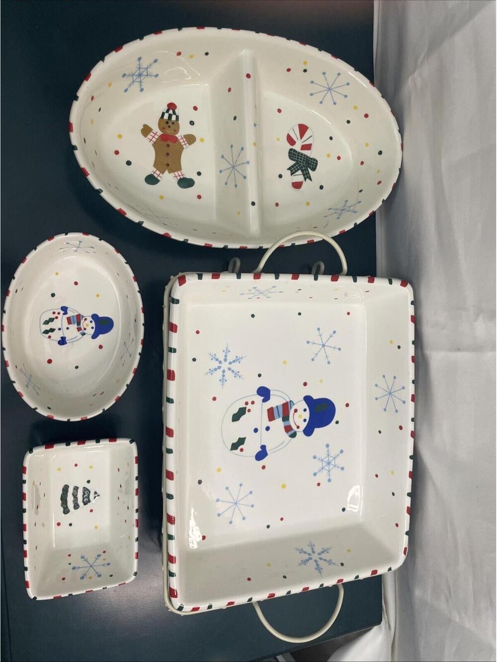 Lot Of 4 Temptations Oven To Table by Tara Christmas Casserole Dishes